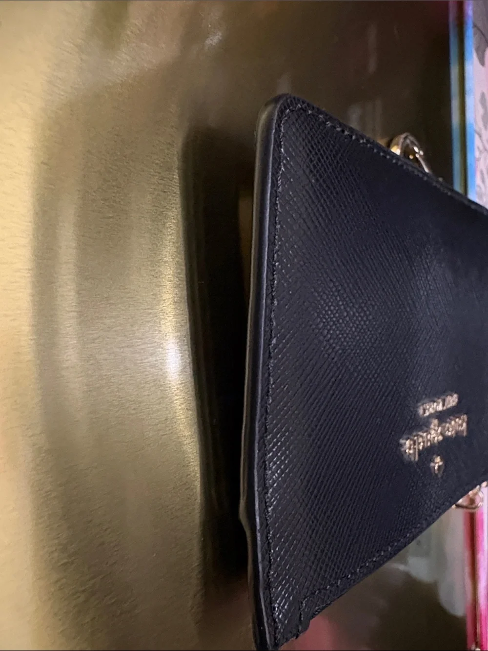 kate spade Black Saffiano Zip Card Case with Gold Hardware